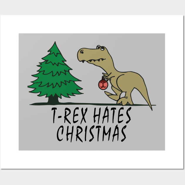 T-Rex - Hates Christmas Wall Art by madmonkey